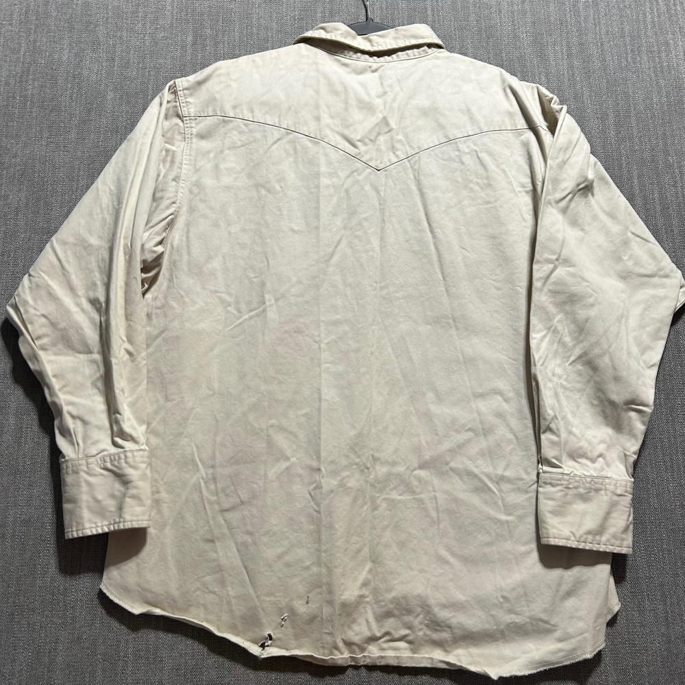 Wrangler Western Shirt Mens XXL Tan Pearl Snap Cotton Twill MS713ST - Picture 4 of 8